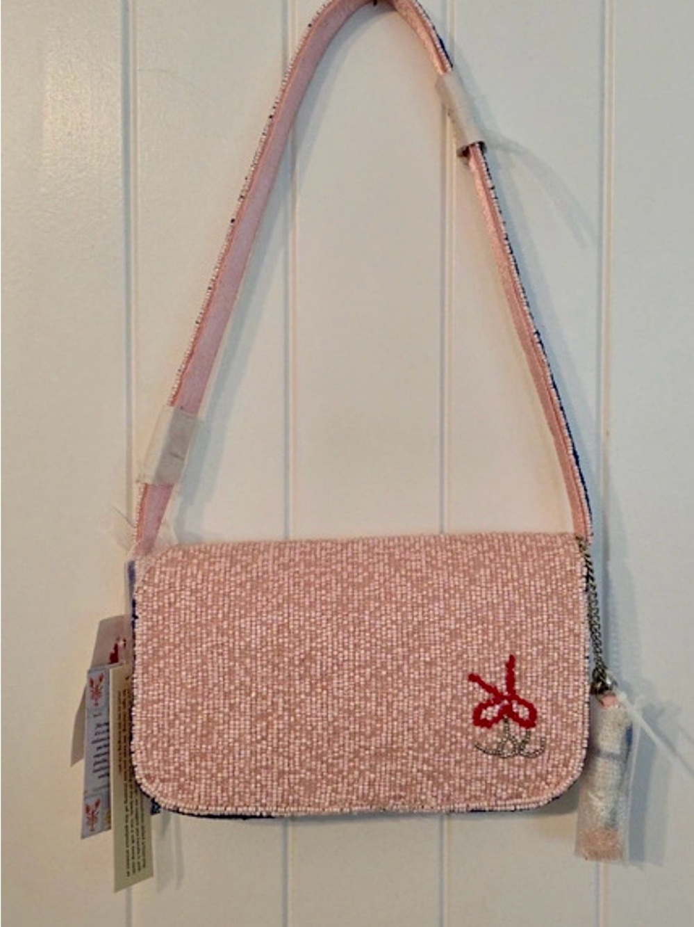 ✨ Handcrafted in India Viral Pink Beaded Sardine Pattern Shoulder Bag- NWT rare - Picture 3 of 4
